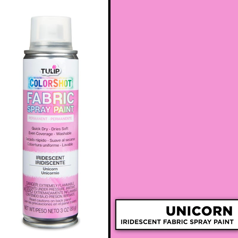 Tulip ColorShot Instant Fabric Spray Paint, Permanent Color Spray-On Fabric Paint, 3oz, Unicorn Iridescent Shimmer - Image 3